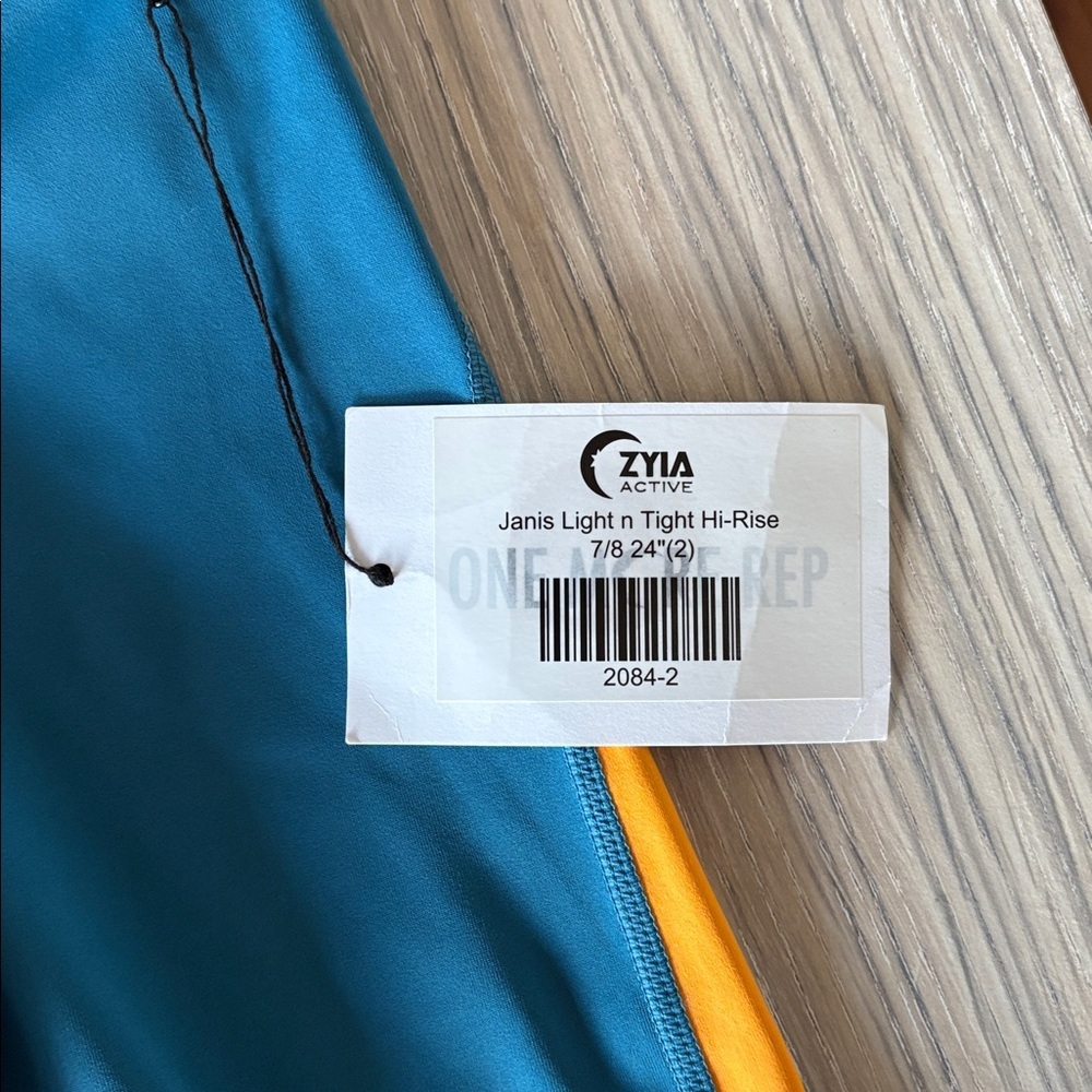 Zyia Active Janis Light n Tight Hi-Rise 7/8 Leggings Teal Stripe Size 2 - Picture 2 of 6